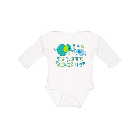 Inktastic My Glamma Loves Me Cute Elephants Boys or Girls Long Sleeve Baby Bodysuit