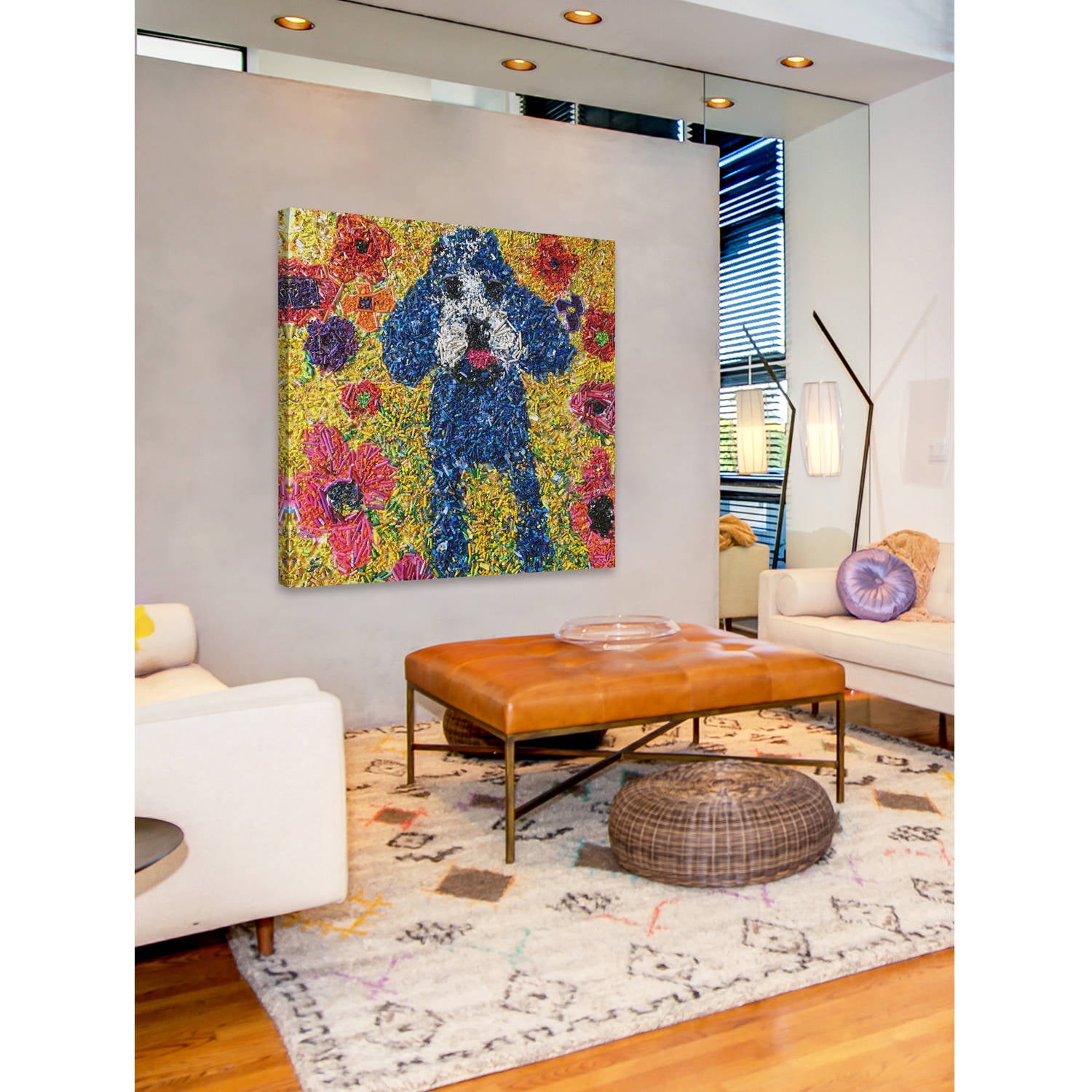 Marmont Hill "Crayon Collage Pup" by Michelle Rivera Painting Print on Wrapped Canvas
