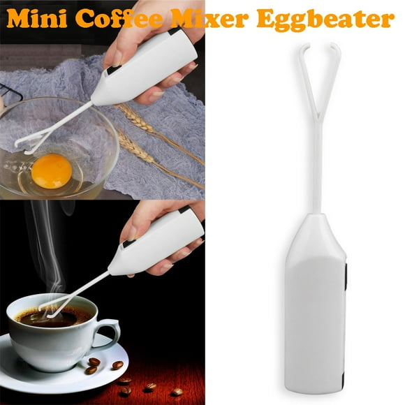 Espumador de leche eléctrico de mano y batidor de huevos | Batidor de plástico ABS y acero inoxidable | Antiadherente, fácil de limpiar, botón de encendido/apagado | 22cm | Funciona con batería