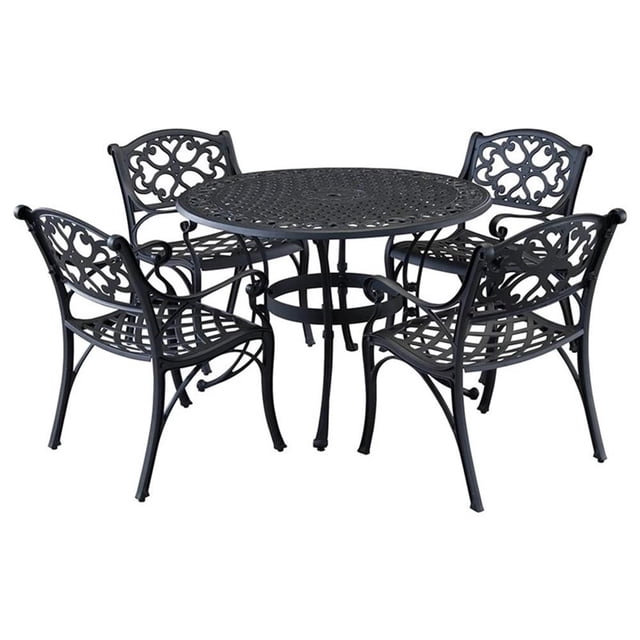 Homestyles Sanibel Aluminum 5 Piece Outdoor Dining Set in Black