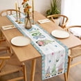 thumbnail image 3 of Table Runner 60 Inches Long for Kitchen Dining, Easter Dresser Scarf Farmhouse, Dining Table Decorations for Wedding/Parties, Farmhouse Gnomes Flowers Rabbit Eggs Check Wooden 13 x 60 In, 3 of 8