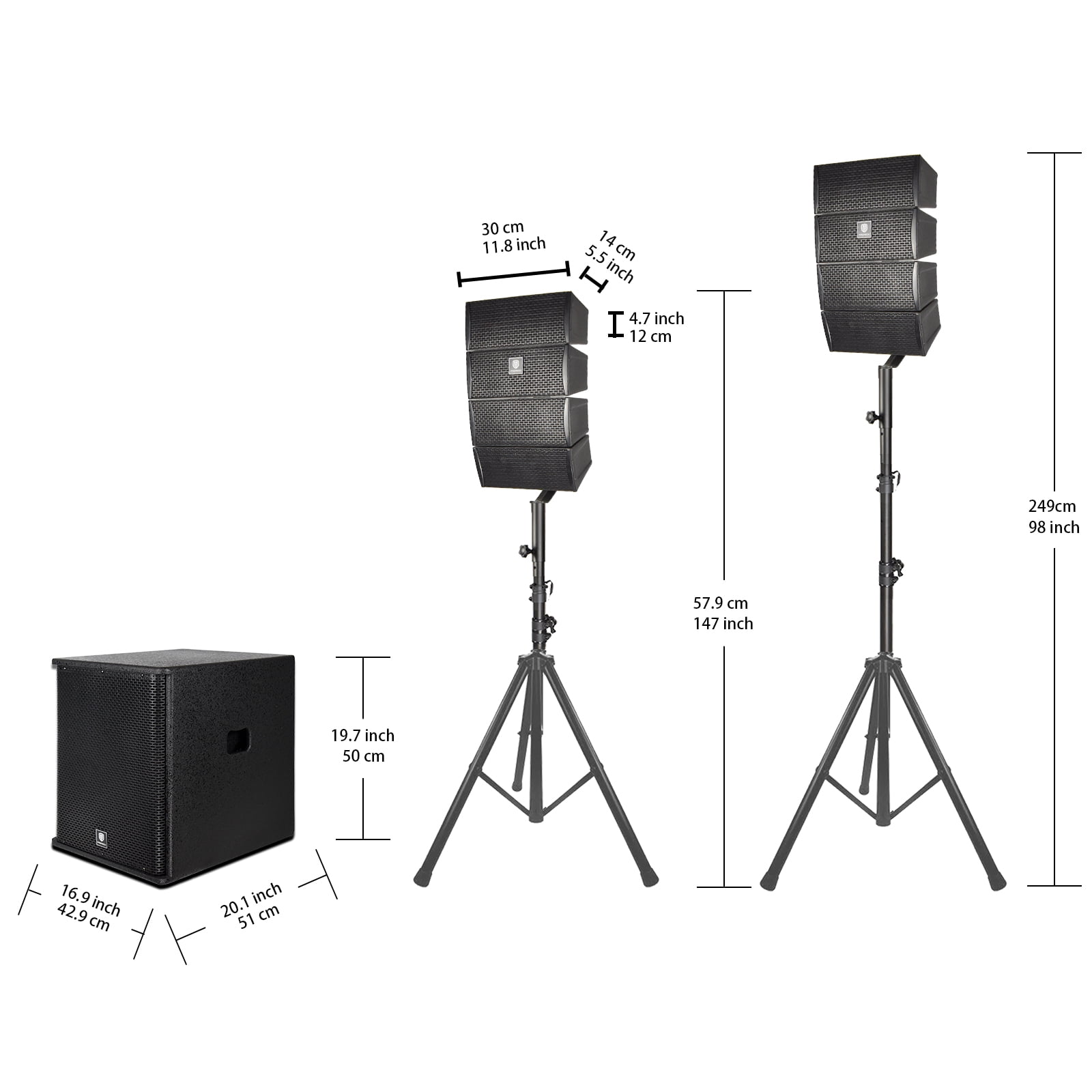 4000W P.M.P.O PRORECK CLUB 3500 15-inch 2.1 CHANNEL DJ/Powered PA Speaker System Combo Set 6x4-inch Line Array Speakers and 1x15-inch Subwoofers BT for Large Parties
