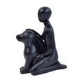 thumbnail image 3 of Figura de resina de familia de hombre y perro, escultura con vínculo emocional para conmemorar a los dueños de mascotas. Negro, 3 of 9