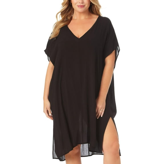 Anne Cole Womens Plus V-Neck Tunic Cover-Up