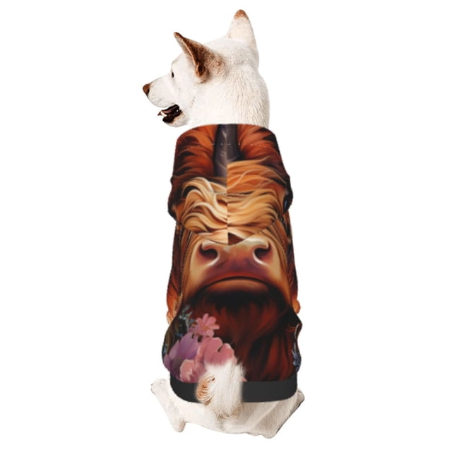 Balery Countryside Colorful Floral Cow Sudadera con Capucha para Perros Pequeños – Ropa para Mascotas, Disfraz para Perros y Gatos, Ideal para Fiestas y Cosplay-Medium