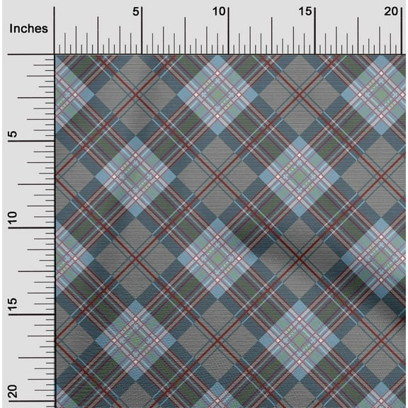 oneOone Organic Cotton Poplin Twill Fabric Tartan Check Print Fabric By The Yard 42 Inch Wide