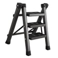 thumbnail image 3 of davian Folding Ladder 3 Step Portable Antislip Stepladder Sturdy Iron Work Ladder Compact Multifunctional Lightweight Suitable for Household Kitchen Garage I Black, 3 of 8