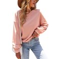 thumbnail image 1 of Camisa de jersey con cuello redondo y manga larga con hombros caídos para mujer para otoño e invierno, 1 of 8