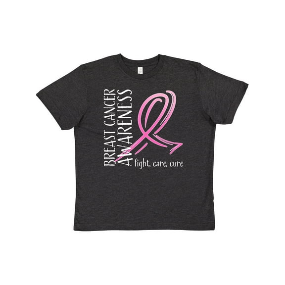 Inktastic Breast Cancer Awareness- Fight, care, cure Youth T-Shirt