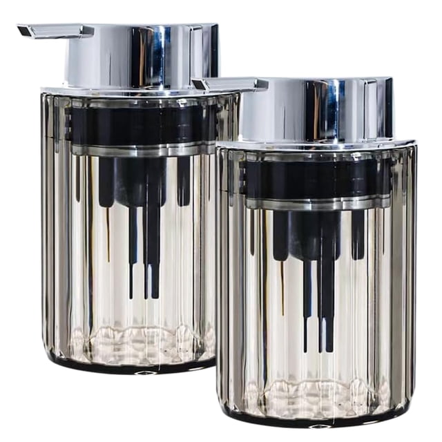 Dispensador de jabón espumoso, paquete de 2, transparente claro y gris transparente, dispensador de jabón, dispensador de jabón de manos, dispensador de jabón espumoso de plástico, dispensador de