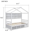 thumbnail image 2 of Twin Floor Bed with Bedside-Shelves, Twin Size Bed Pine Wood Floor Platform Frame with Under Bed Storage Unit, Twin size bed frame with Slats Support, White, 2 of 6