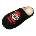 thumbnail image 6 of Christmas Fuzzy Slippers for Women Cute Santa Xmas Tree Print Funny Matching House Slipper Memory Foam Slip on Winter Shoes Black 6, 6 of 7