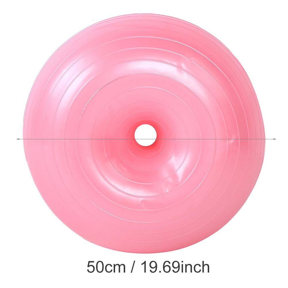 Tebru Yoga Ball,50cm PVC Pink Doughnut Shape Thicken Anti-explosion Inflatable Seating Exercise Yoga Ball