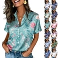 thumbnail image 4 of Minjewel Women's Short Sleeve Satin Blouse Silk Tops Button Down Shirts Business Casual Work Office Wear Dressy Chic Tops,Light Green,S, 4 of 8