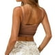 thumbnail image 1 of Sonducket Mujeres Sexy Crop Tops Viajar Ejercicio Correr Jogging Poliéster Sin mangas Cuello cuadrado Vendaje Ropa Clubwear Prendas para la parte del cuerpo Caqui L, 1 of 6