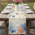 thumbnail image 4 of Orange Navy Blue Coral Table Runner 72 Inches, Summer Beach Coastal Retro Bed Runner Dresser Scarves Tabletop for Indoor Outdoor Parties/Ceremony/Banquet, 16" x 72", 4 of 9