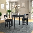 thumbnail image 3 of 30" x 30" Solid Wood Gathering Height Table in Black & 2 Emily Stools, 3 of 6