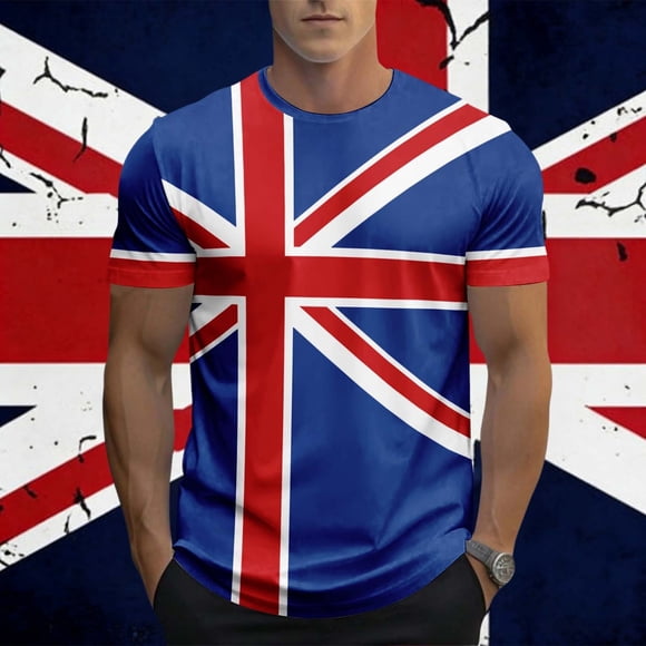 Men's Casual Summer Tee with Patriotic British Print – Breathable Short Sleeve Graphic Top for Everyday Wear and Party Season