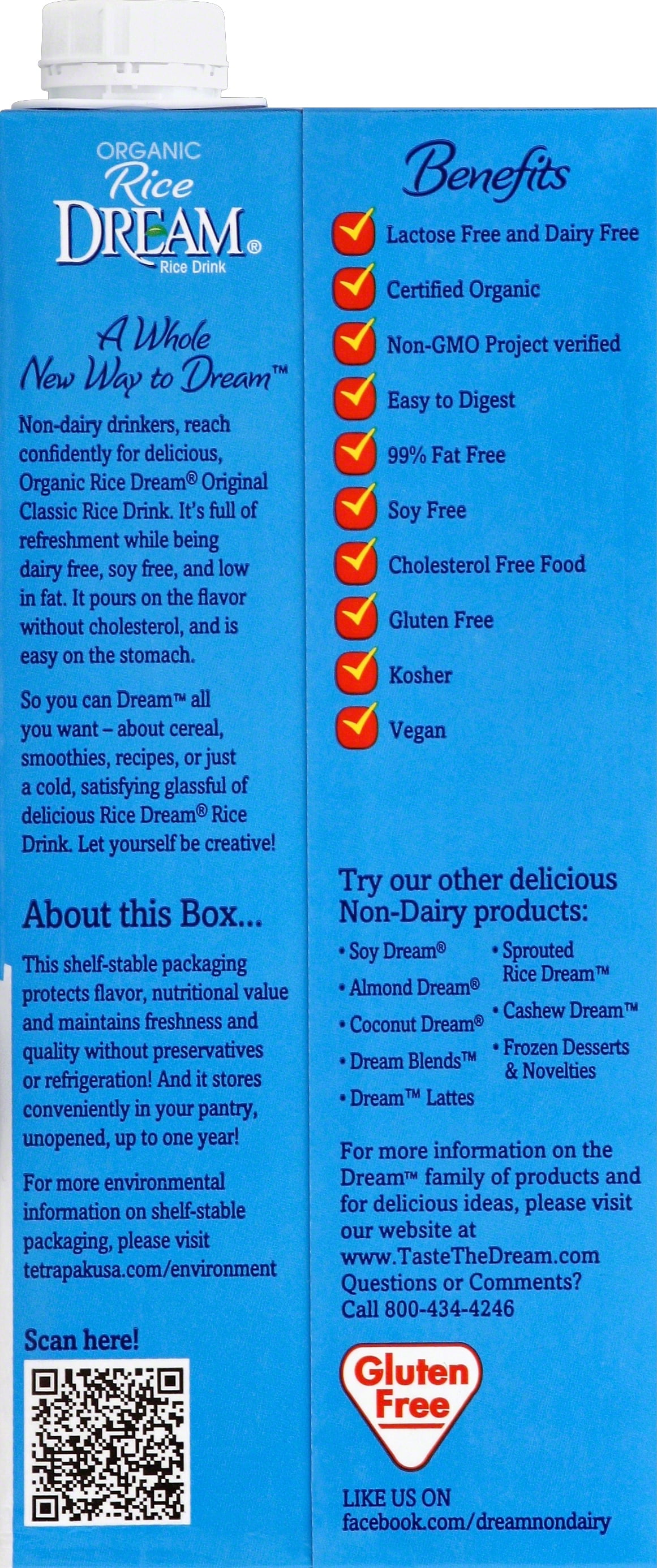 Dream Organic Classic Original Ricemilk, Shelf-Stable, 32 fl oz