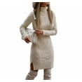 thumbnail image 3 of TrdSipl Womens Mock Neck Sweater Dress Lounge Chunky Long Sleeve Split Bodycon Mini Dress Fall Winter Trendy Ribbed Knit a Line Tunic Dresses, 3 of 5