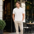 thumbnail image 4 of AZoiNM Men's Relaxed Fit Short Sleeve Polo Shirt, Casual Solid Performance Golf Polo with Seam Details, 4 of 12
