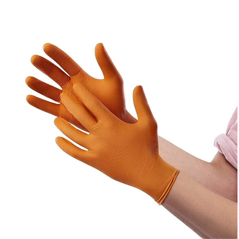 Black Max-Grip Ridged Texture Nitrile Gloves