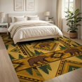 thumbnail image 3 of ODIKA 8'x10' Washable Area Rug Cabin Border Livingroom Neutral Motif Large Wildlife Southwestern Playful for Dining Room, Office, Lounge, Non-Slip Chair-Friendly Mat, 3 of 7