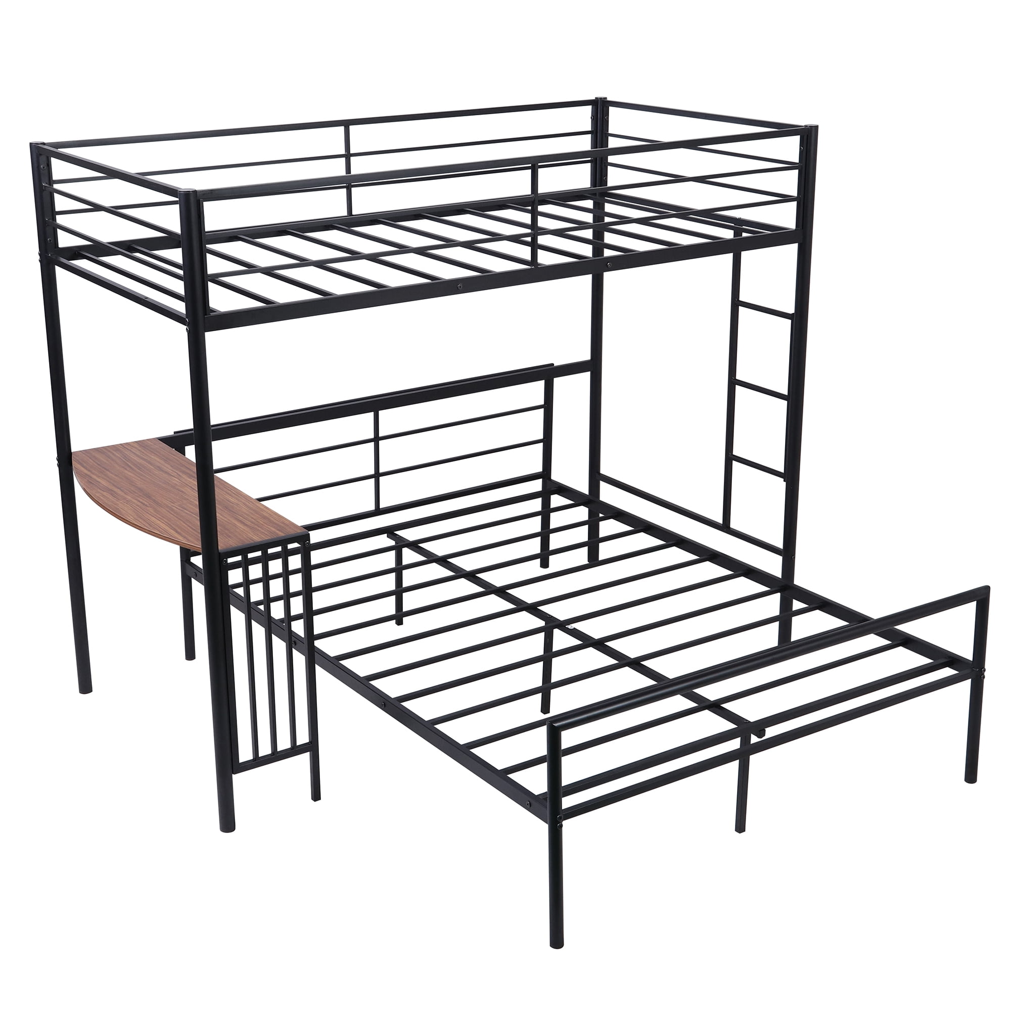 Kepooman Twin Over Full Metal Bunk Bed with Desk & Ladder for Bedroom Dorm, 78"L x 41"W x 65"H, Black Kepooman Twin Over Full Metal Bunk Bed with Desk & Ladder for Bedroom Dorm, 78"L x 41"W x 65"H, Black