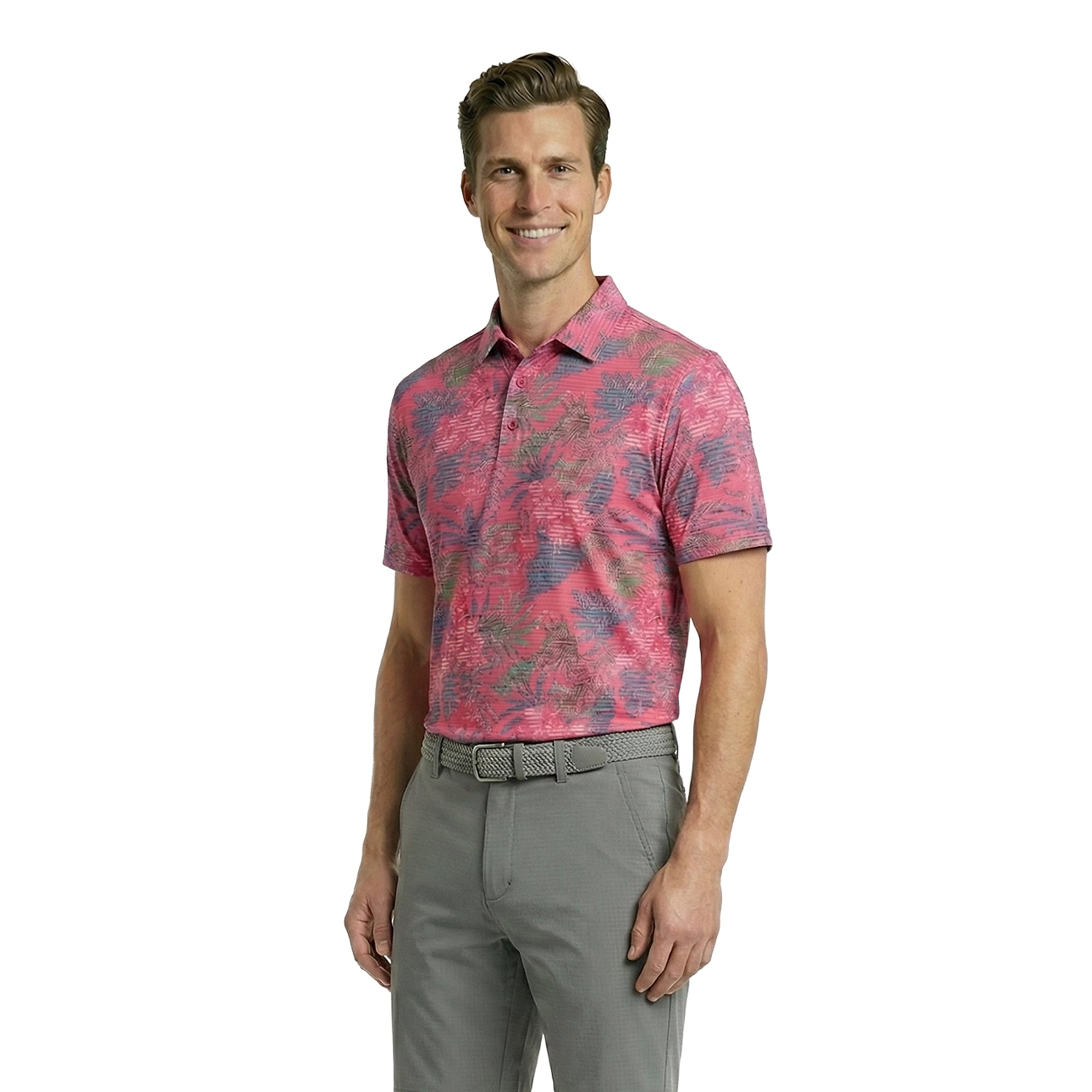 Birdie Bound Men's and Big Men's Tropical Stripes Polo Golf Shirt, Sizes S-5XL