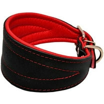Real Leather Extra Wide Padded Tapered Dog Collar Glossy Black Greyhound Saluki Deerhound Lurcher Whippet Dachshund (11"-13" Neck; 2" Wide, Red)