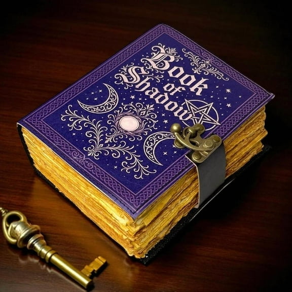 Leather Book of Shadows – Handmade 5x7 Inch Grimoire Journal, 200 Deckle Pages, Wiccan Pagan Spellbook, Gothic Witchcraft Notebook