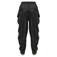 thumbnail image 4 of inhzoy Mens Satin Harem Pants Casual Elastic Waist Dhoti Pants Baggy Boho Hippie Wedding Party Kurta Black XL, 4 of 5