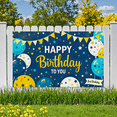 thumbnail image 6 of Blue and Yellow Happy Birthday Banner with Balloons Star Elements and Bunting Party Supplies Photography Props Backdrop Decors for Birthday Party Celebration Photo Booth Setup Home Decorations, 6 of 7