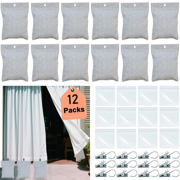 Tusirgre 12Pack Curtain Weights, 16oz Outdoor Curtain Weights Bag, Drapery Weighted Bottom Gazebo Weights Sandbag with Holder Clip for Drapes Cabana Gazebo Pergola Garden (Black)