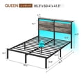 thumbnail image 2 of Greenstell Queen Size Bed Frame with LED Lights, USB Outlets & Under-Bed Storage, Modern Headboard for Bedroom，Gray, 2 of 7