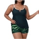 thumbnail image 2 of Traje de baño de 2 piezas para mujer, trajes de baño para mujer, conjunto de traje de baño informal de color liso extragrande con top dividido y relleno en el pecho para mujer, blusa de poliéster para, 2 of 6