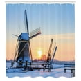 thumbnail image 3 of Ambesonne Windmill Shower Curtain, Icy Dutch River Sunset, 69"Wx84"L, Pale Blue Peach, 3 of 3