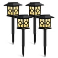 thumbnail image 1 of Lámparas solares LED para jardín, diseño redondo y moderno, ideal para decoración de exteriores en villas y patios, paquete de 4 unidades con luz cálida, fácil instalación sin cables., 1 of 6