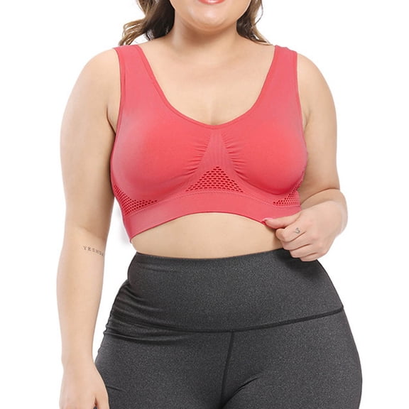 Hxshgdsn Plus Size Sports Bras for Women High Impact Back Supportive Full Coverage Bra(Watermelon Red/XL)