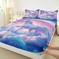 thumbnail image 3 of Feelyou 3D Neon Unicorn Bed Sheets for Child, Glitter Purple Galaxy King Sheets, Magical Stars Rainbow Sheet Set, Breathable Home Decor, 4pcs, 3 of 7