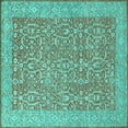 thumbnail image 1 of Ahgly Company Indoor Square Oriental Turquoise Blue Traditional Area Rugs, 6' Square, 1 of 4