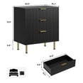 thumbnail image 2 of Luku Fluted 3 Drawer Dresser for Bedroom, Modern Nightstand with Deep Drawers, Chest of Drawers with Wide Top, Wooden Dresser Organizer, Side Table for Living Room, Hallway, Kids Room, 2 of 9