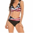 thumbnail image 4 of Two Piece Swimsuits for Women American Flag Print Swimsuit Criss Cross Lacce Up Swimsuit Front Twist High Waist Bikini, 4 of 7