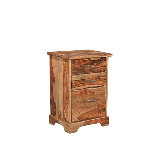 Taran Designs Darcy 3-drawer Live Edge Solid Wood Filing Cabinet in Brown