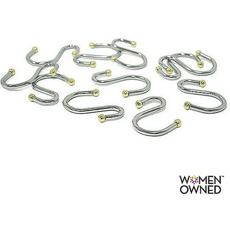 Canopy Chrome & Gold S Hook Set, 12 Piece