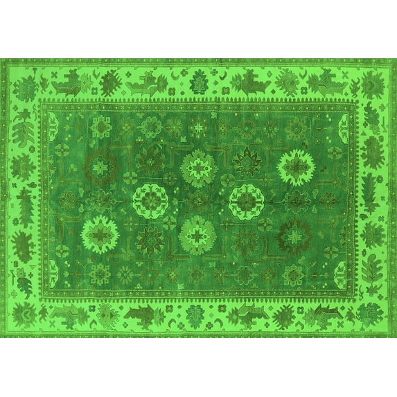 Ahgly Company Indoor Rectangle Oriental Green Traditional Area Rugs, 2' x 4'