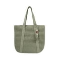 thumbnail image 2 of NexTorq Large Straw Beach Tote Bags for Women Woven Boho Handmade Shoulder Handbags for Summer Vacation Travel with Tassels, Green, 2 of 7