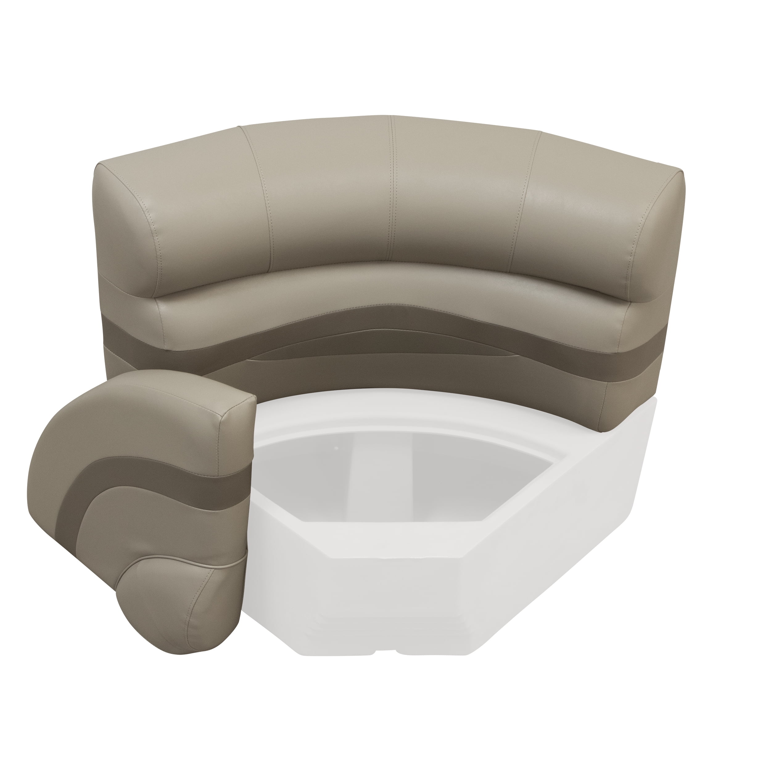 Wise BM11028-1749 Premier Series Pontoon 28" Radius Corner Cushion Set - Mocha Java / Mushroom / Cafe