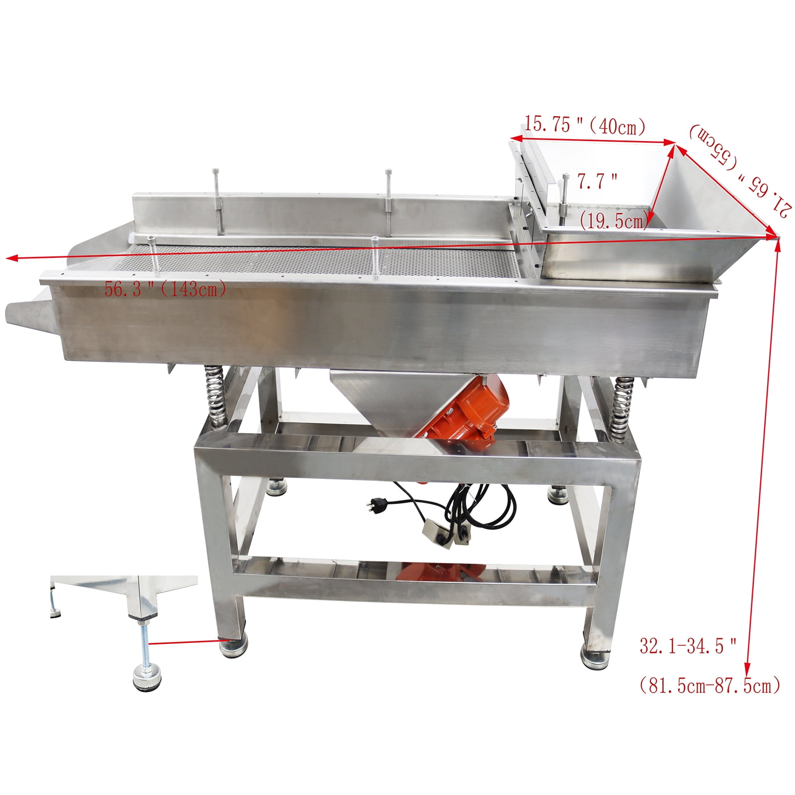Stainless Steel Linear Vibrating Screen Dual Motor Linear Sifter Machine 5mm Round Hole Mesh 110V