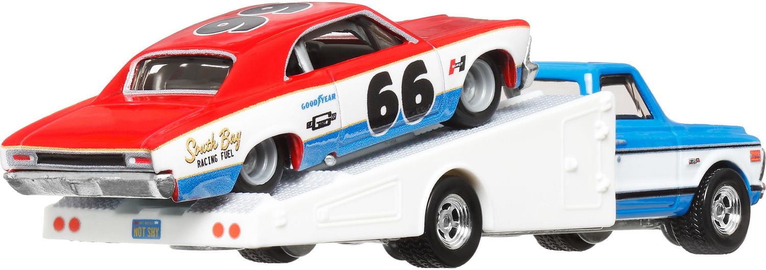 Hot Wheels Team Transport Truck & Race Car, Gift for Racing Collectors